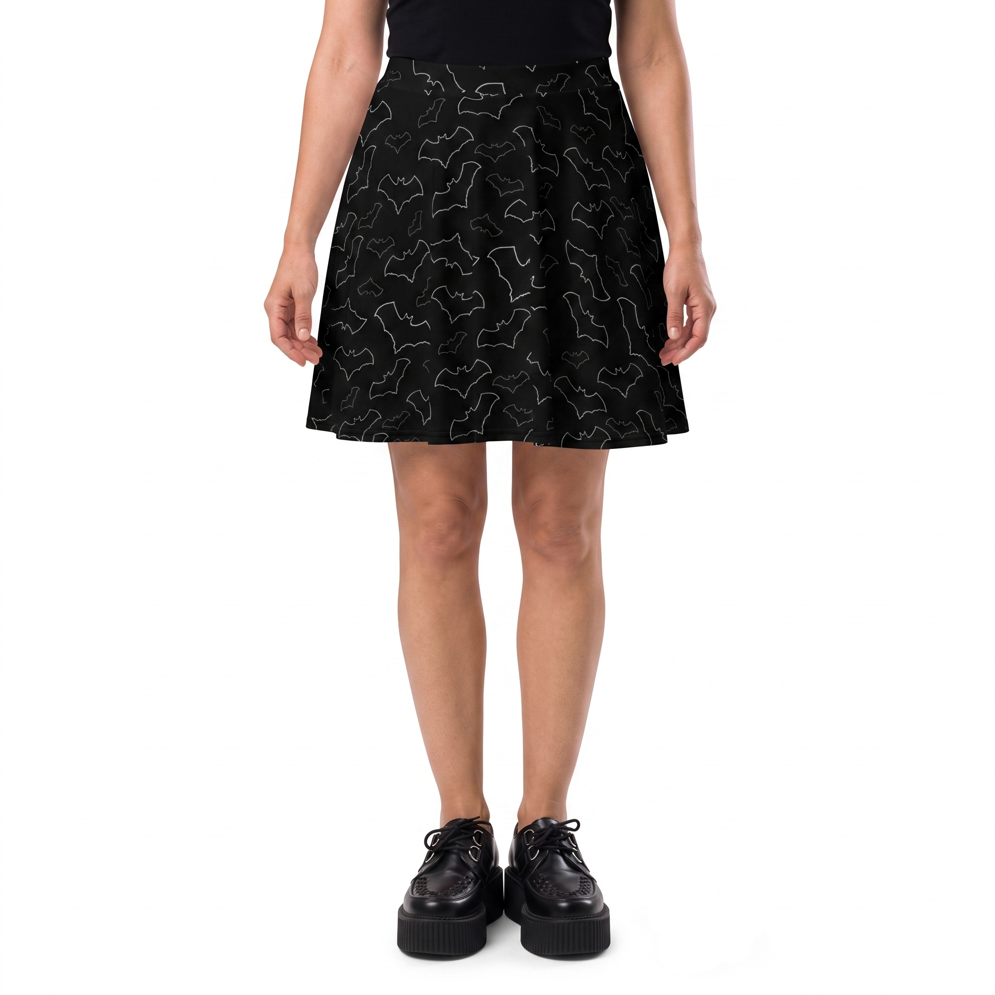 Night Flight Bats Cute Gothic Skater Skirt