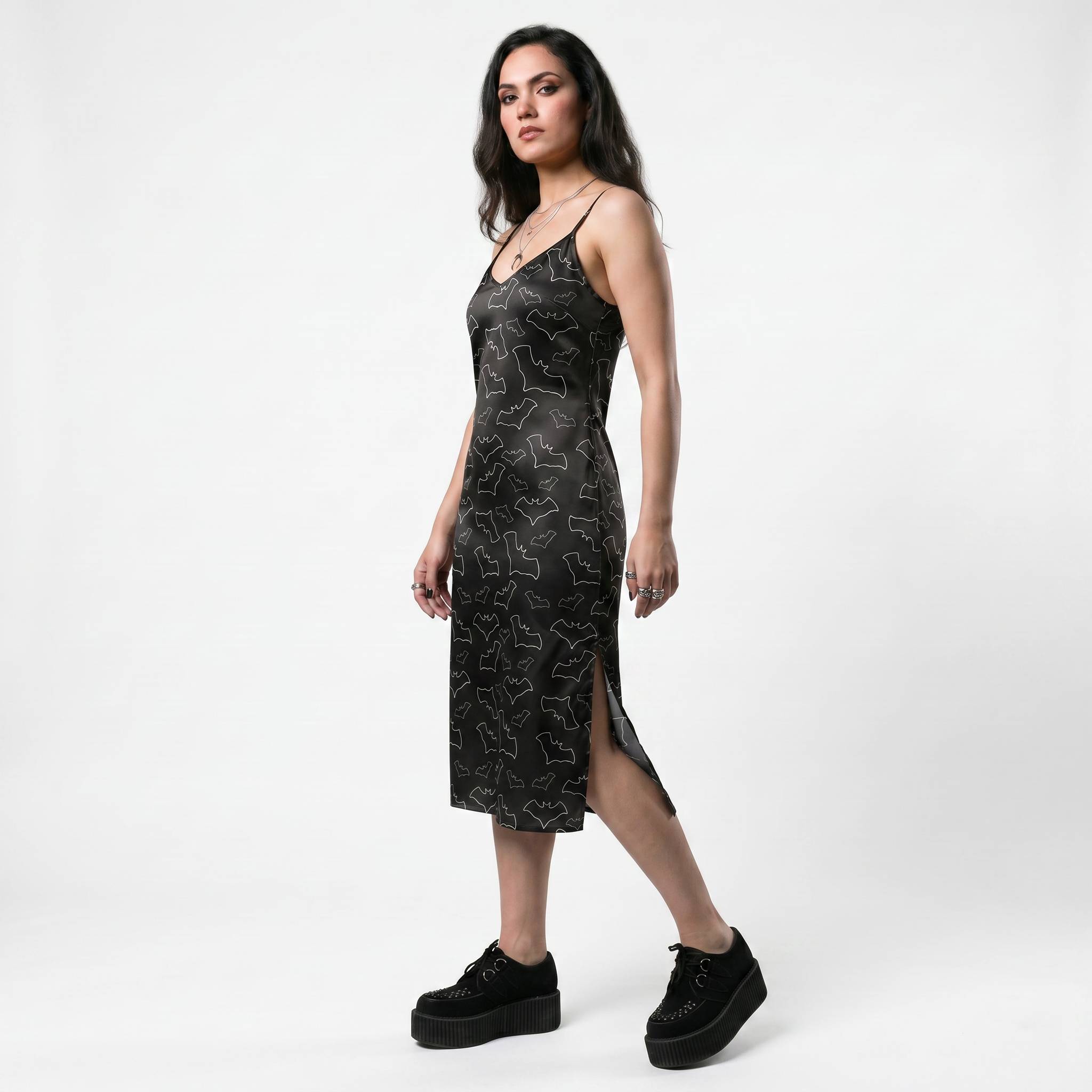 Night Flight Bats Cute Gothic Slip Dress