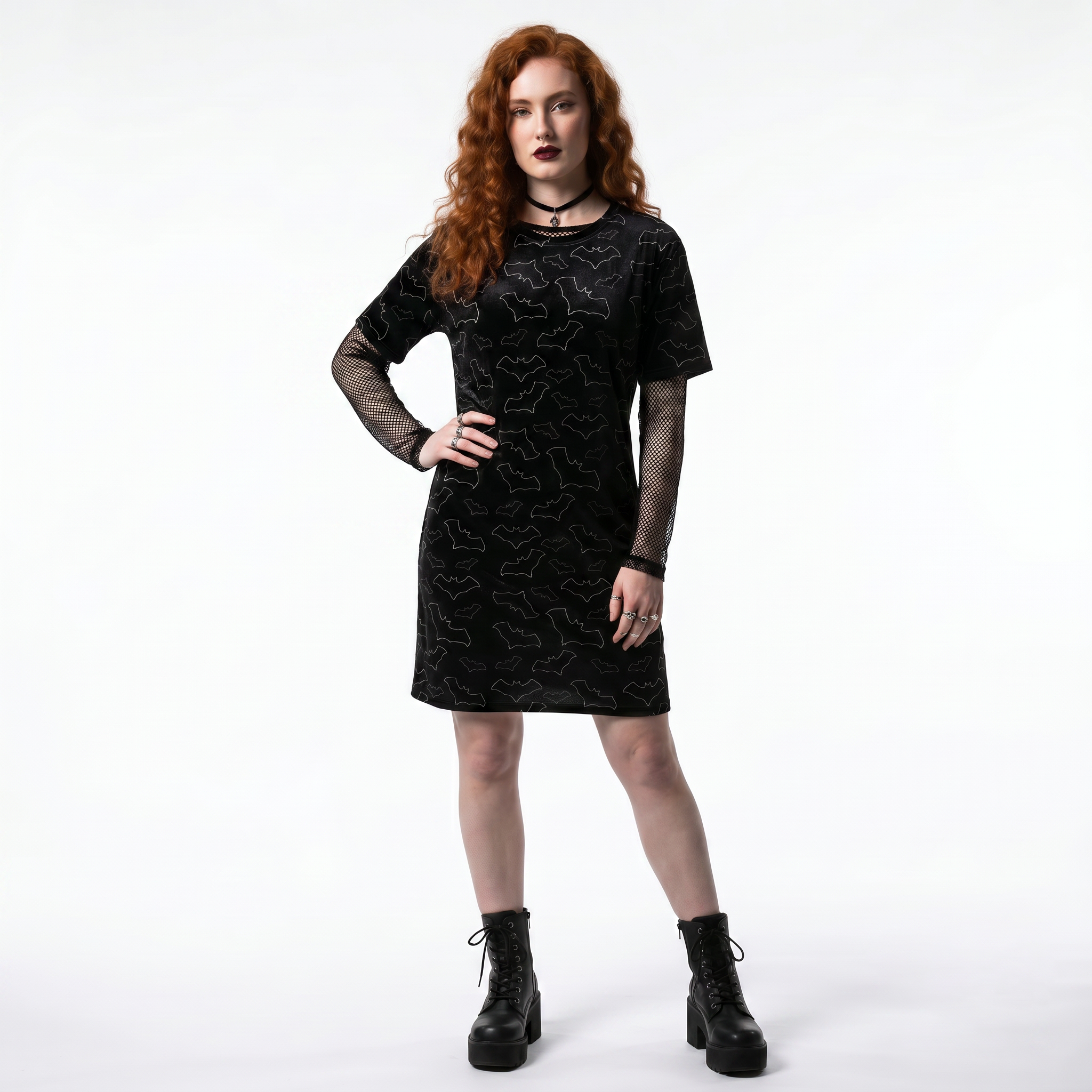 Night Flight Bats Cute Gothic T-Shirt Dress
