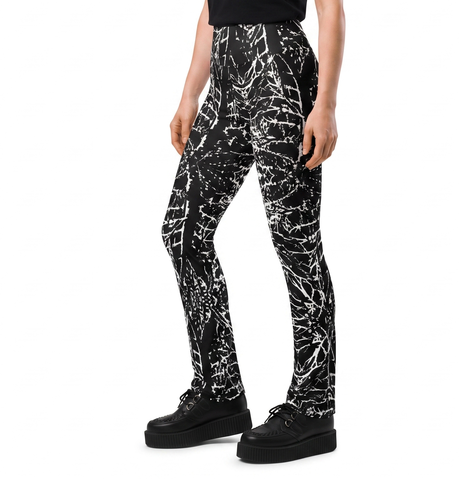 Paths of Blood Black & White Alt Fashion Flare Leggings