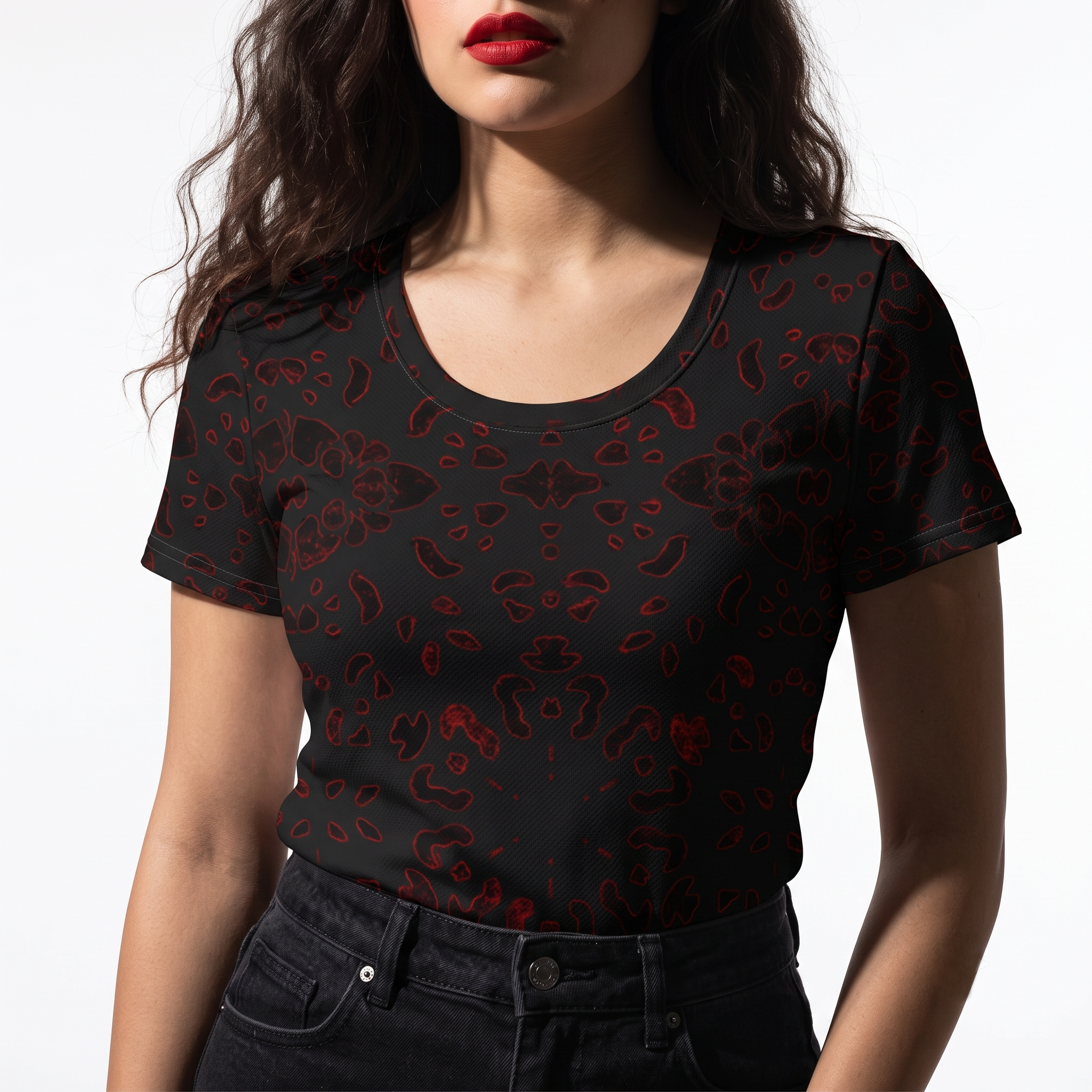 Psychedelic Red Leopard Print All Over Print Tee