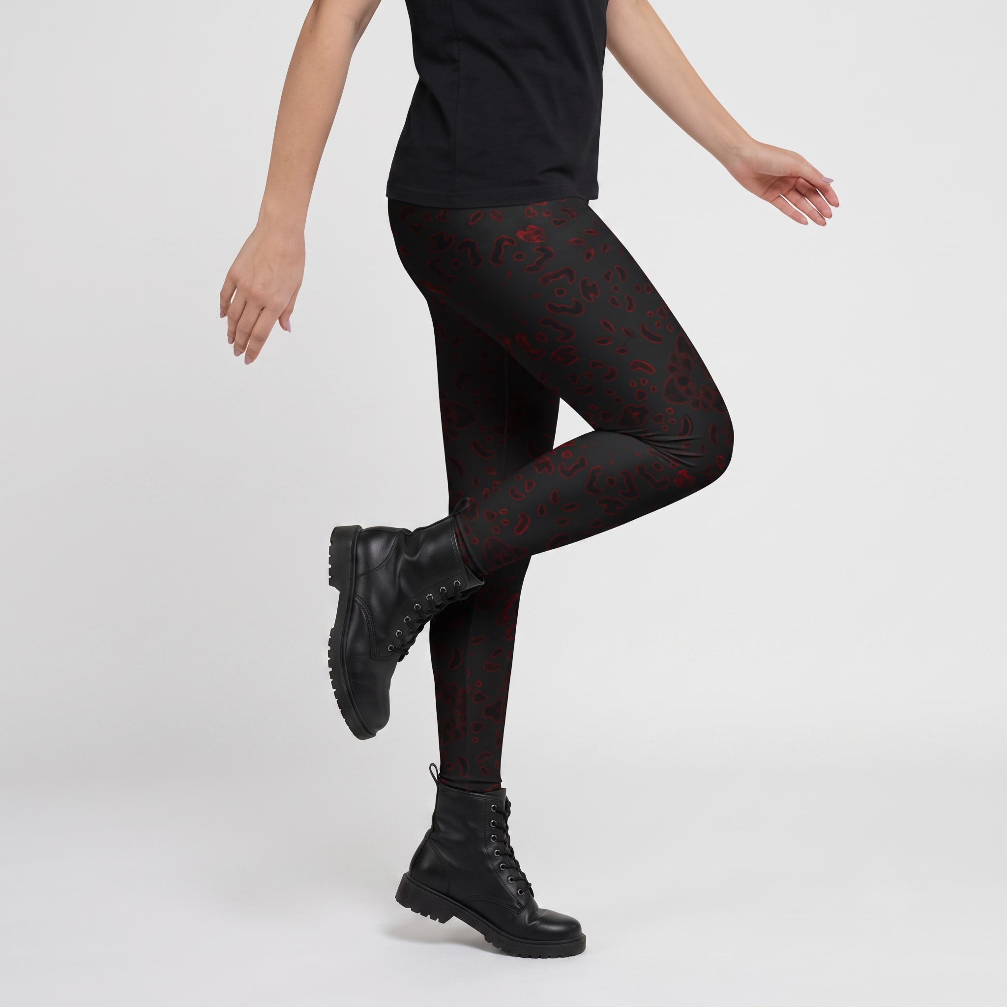 Psychedelic Red Leopard Print Leggings