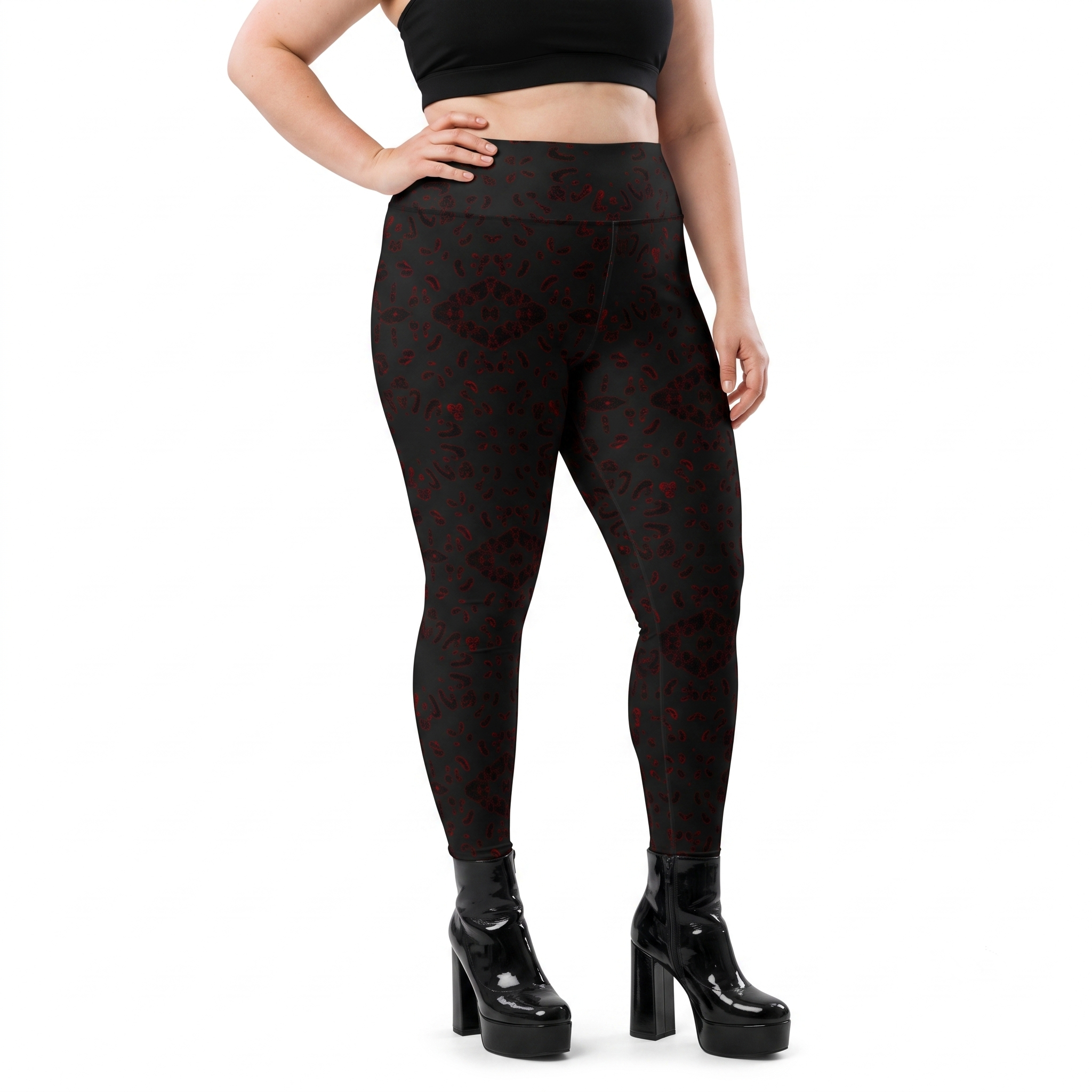 Psychedelic Red Leopard Print Plus Size Leggings
