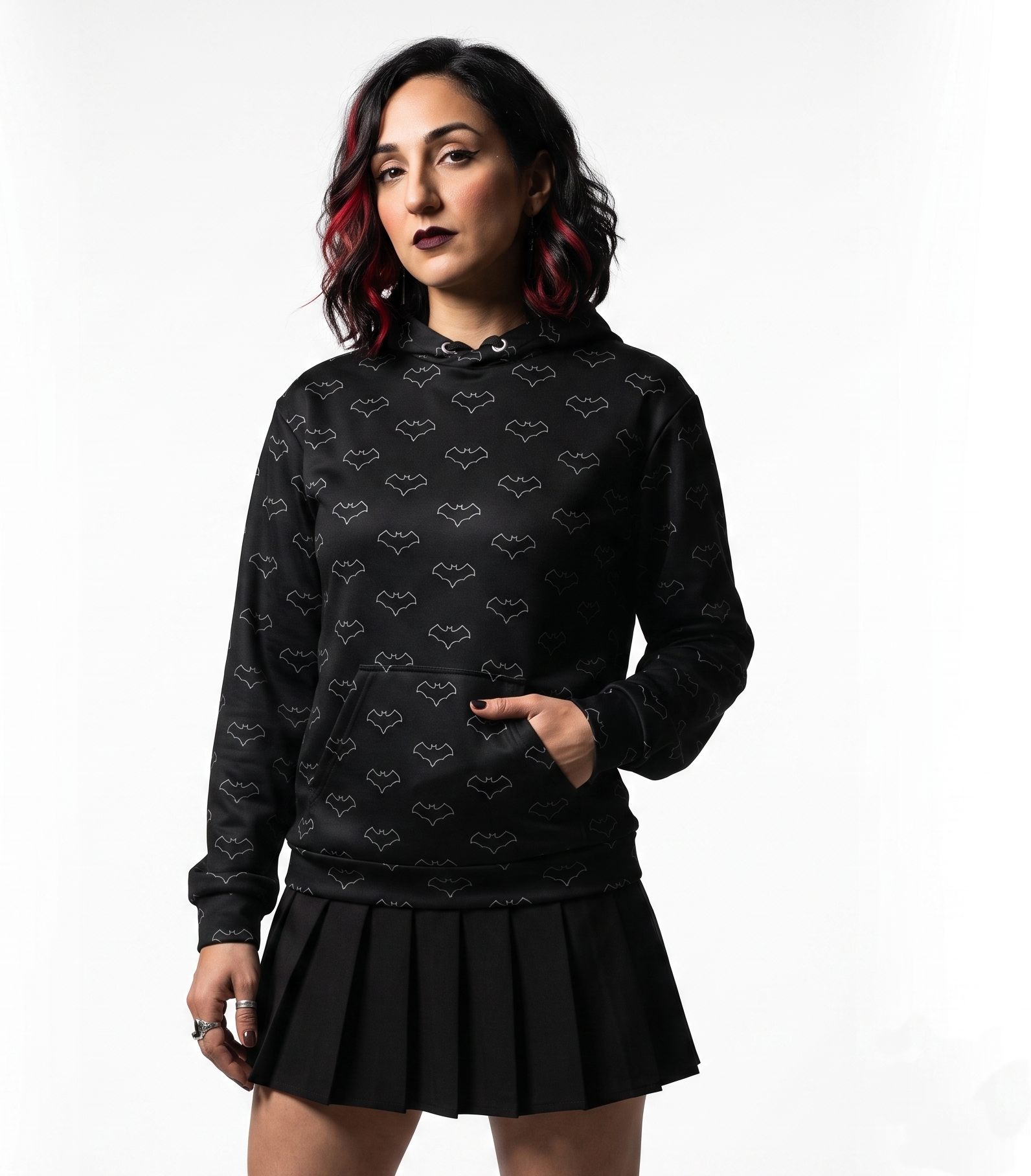 Retro Polka Dot Bats All Over Print Recycled Hoodie