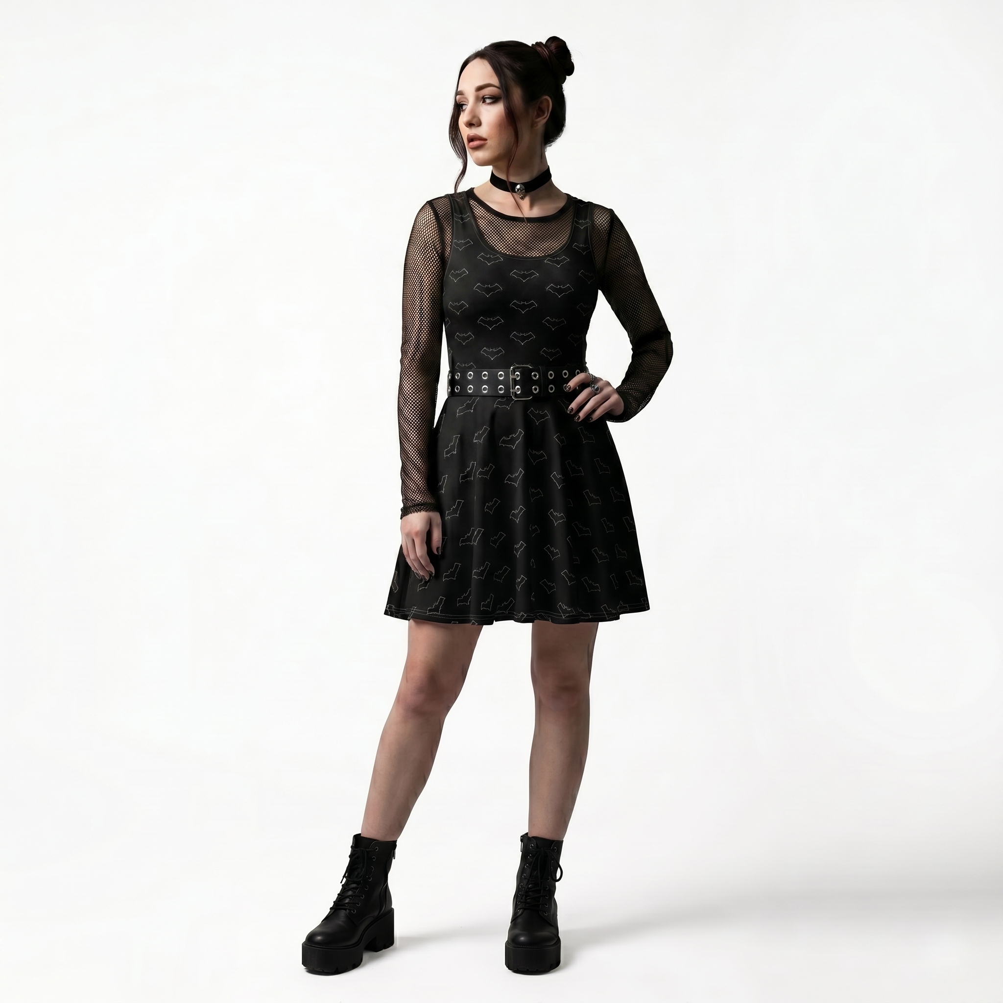 Retro Polka Dot Bats Skater Dress