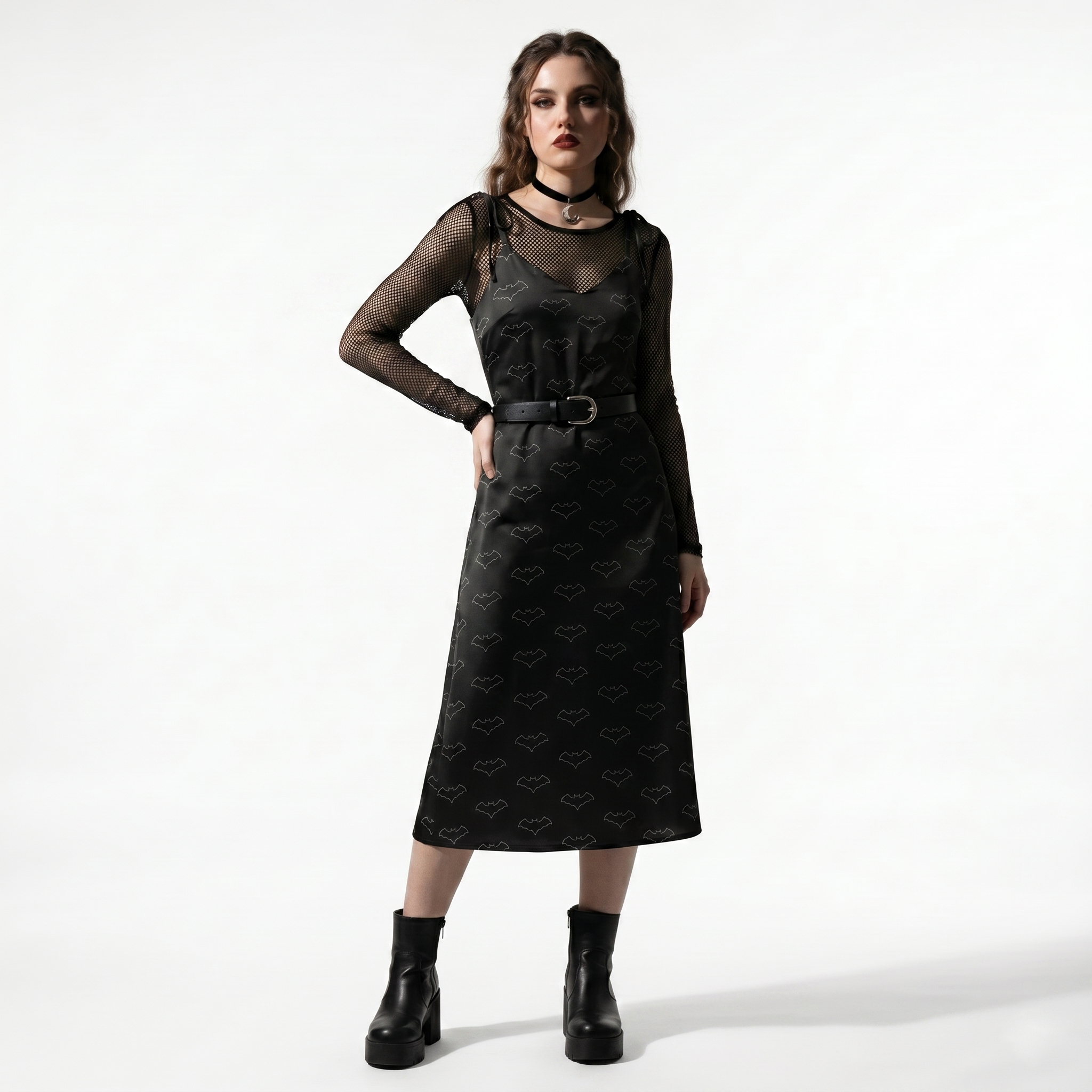 Retro Polka Dot Bats Slip Dress