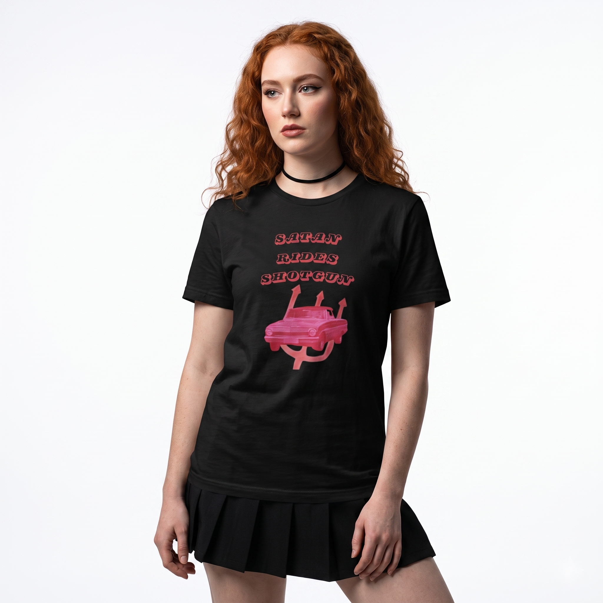 Satan Rides Shotgun Retro Graphic Unisex Tee