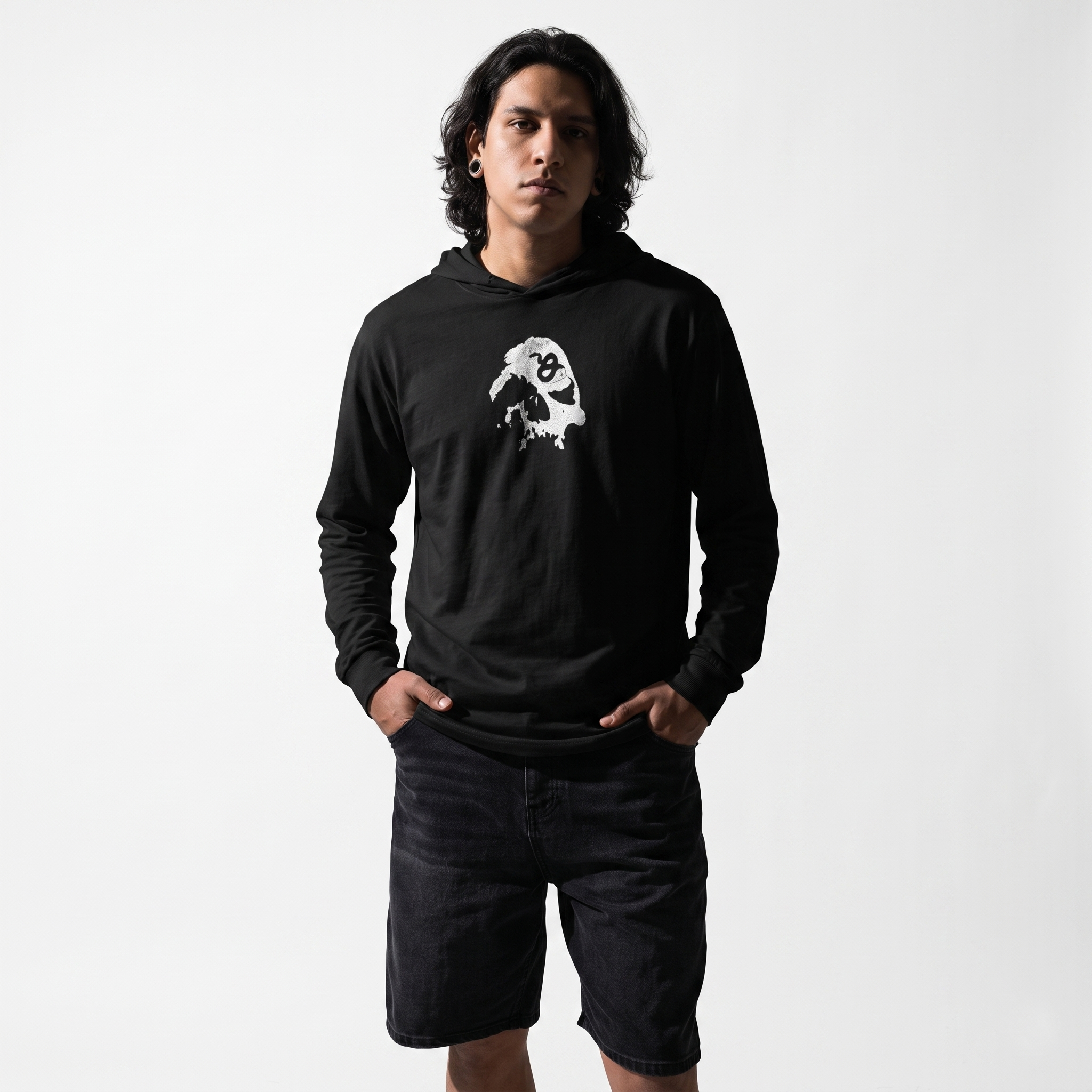 Serpent's Curse Black & White Skull Unisex Hooded Tee