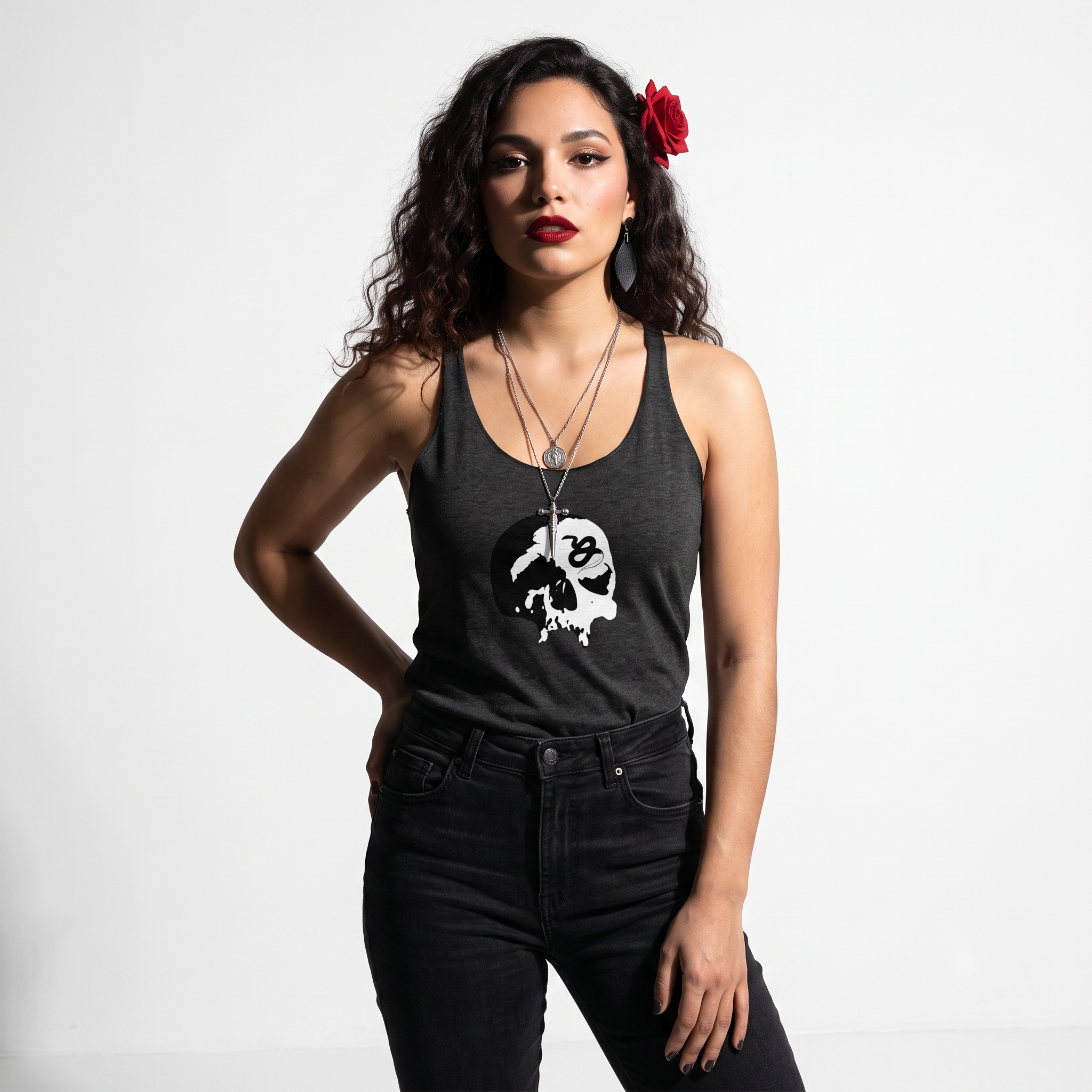 Serpent's Curse Black & White Skull Tank Top