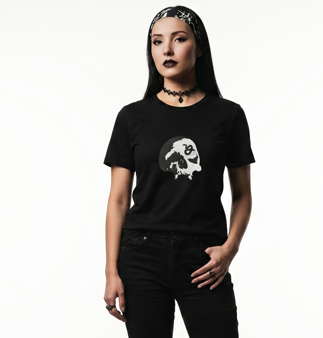 Serpent's Curse Black & White Skull Unisex Tee