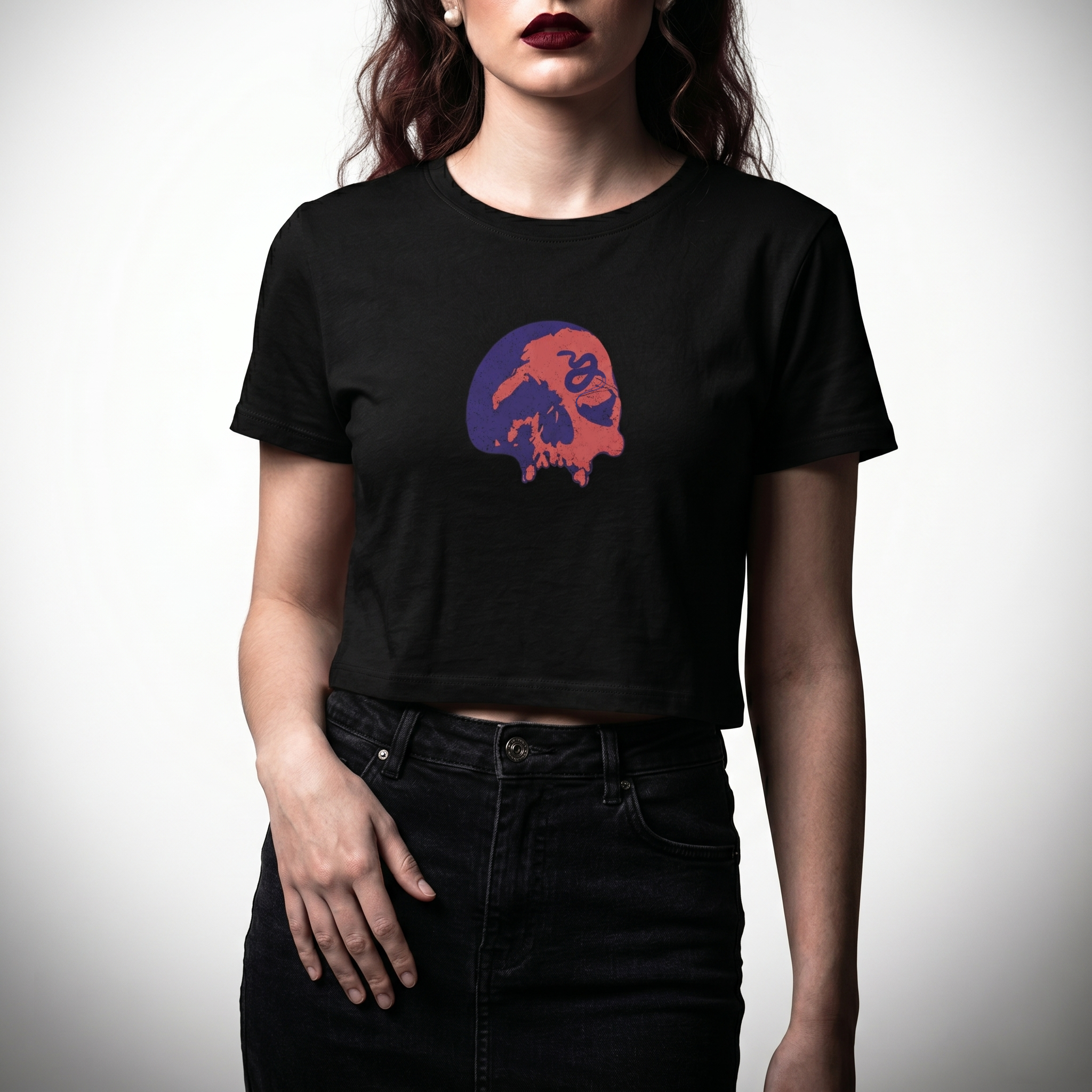 Serpent's Curse Navy & Red Skull Crop Top