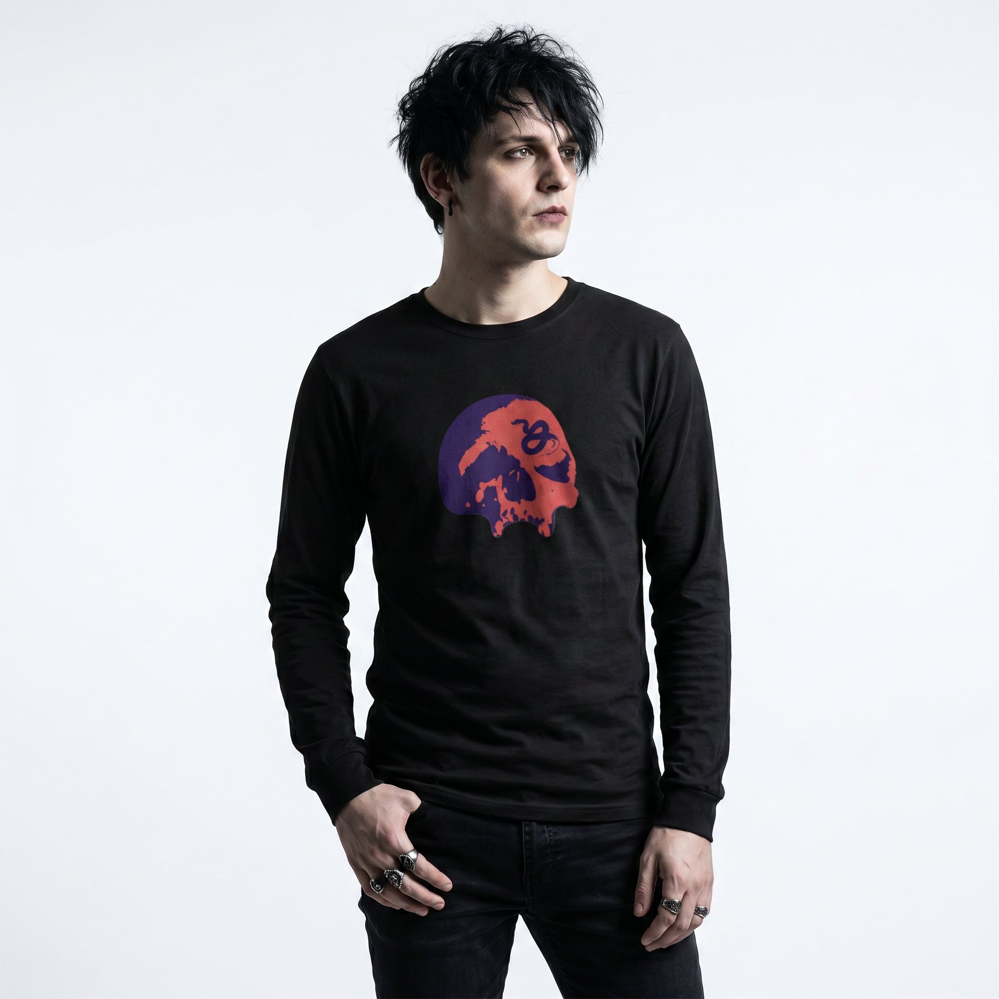 Serpent's Curse Navy & Red Skull Unisex Long Sleeve Tee