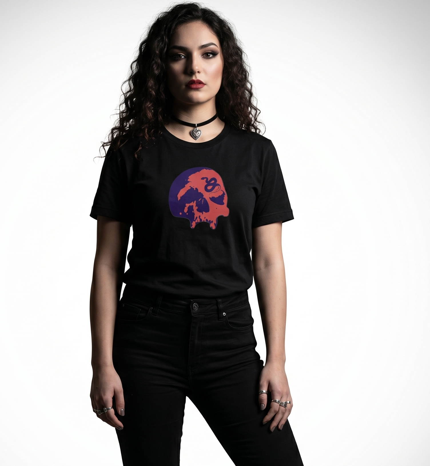 Serpent's Curse Navy & Red Skull Womens Tee
