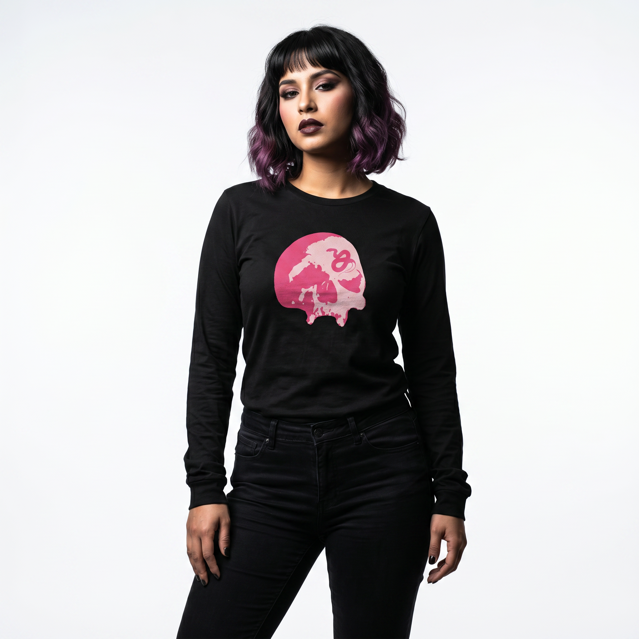 Serpent's Curse Hot Pink Skull Unisex Long Sleeve Tee
