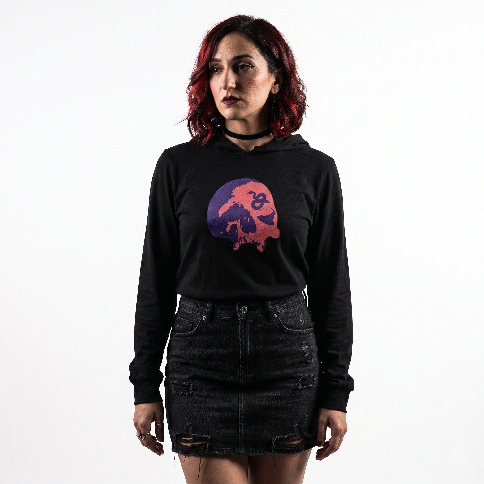 Serpent's Curse Navy & Red Skull Unisex Hooded Tee