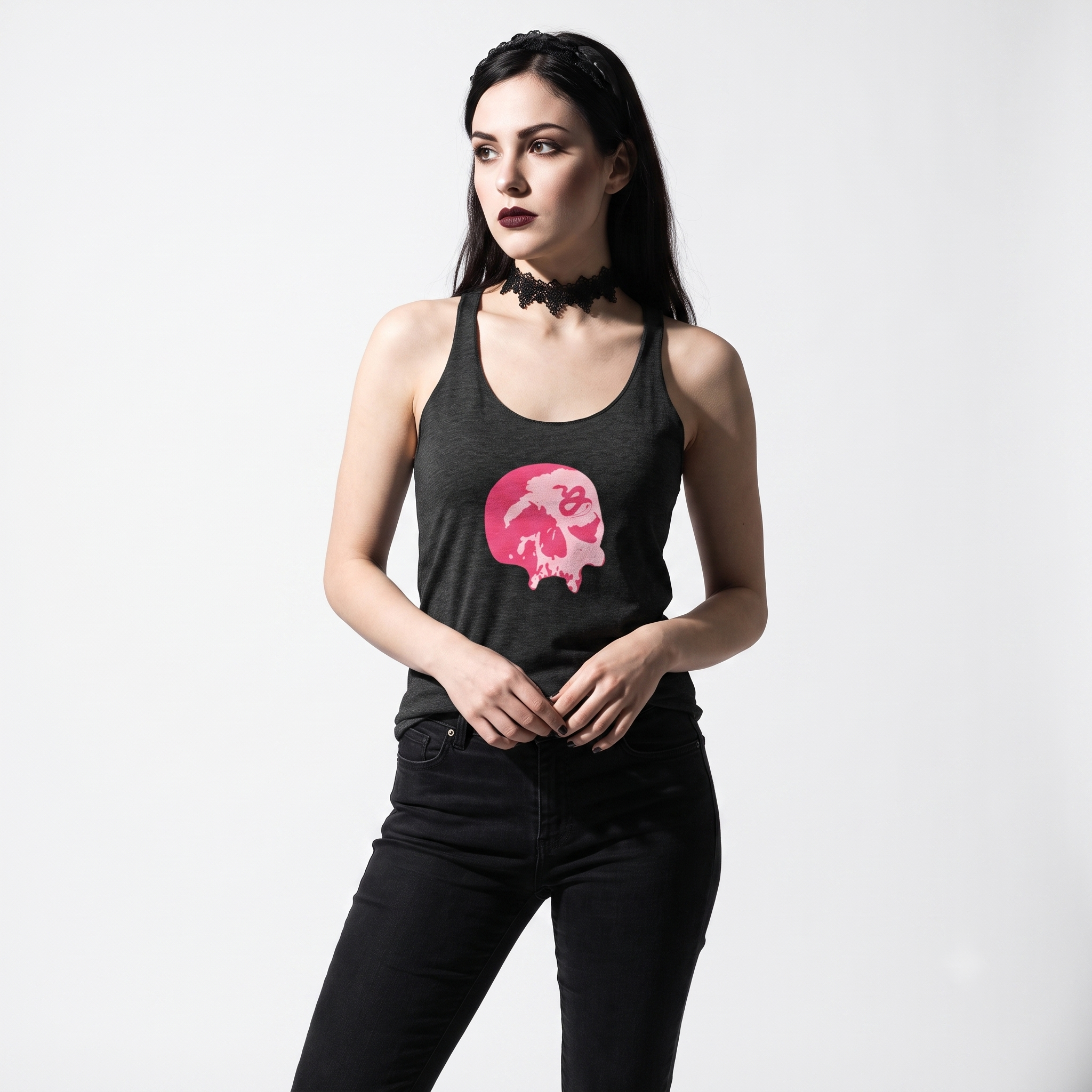 Serpent's Curse Hot Pink Skull Tank Top