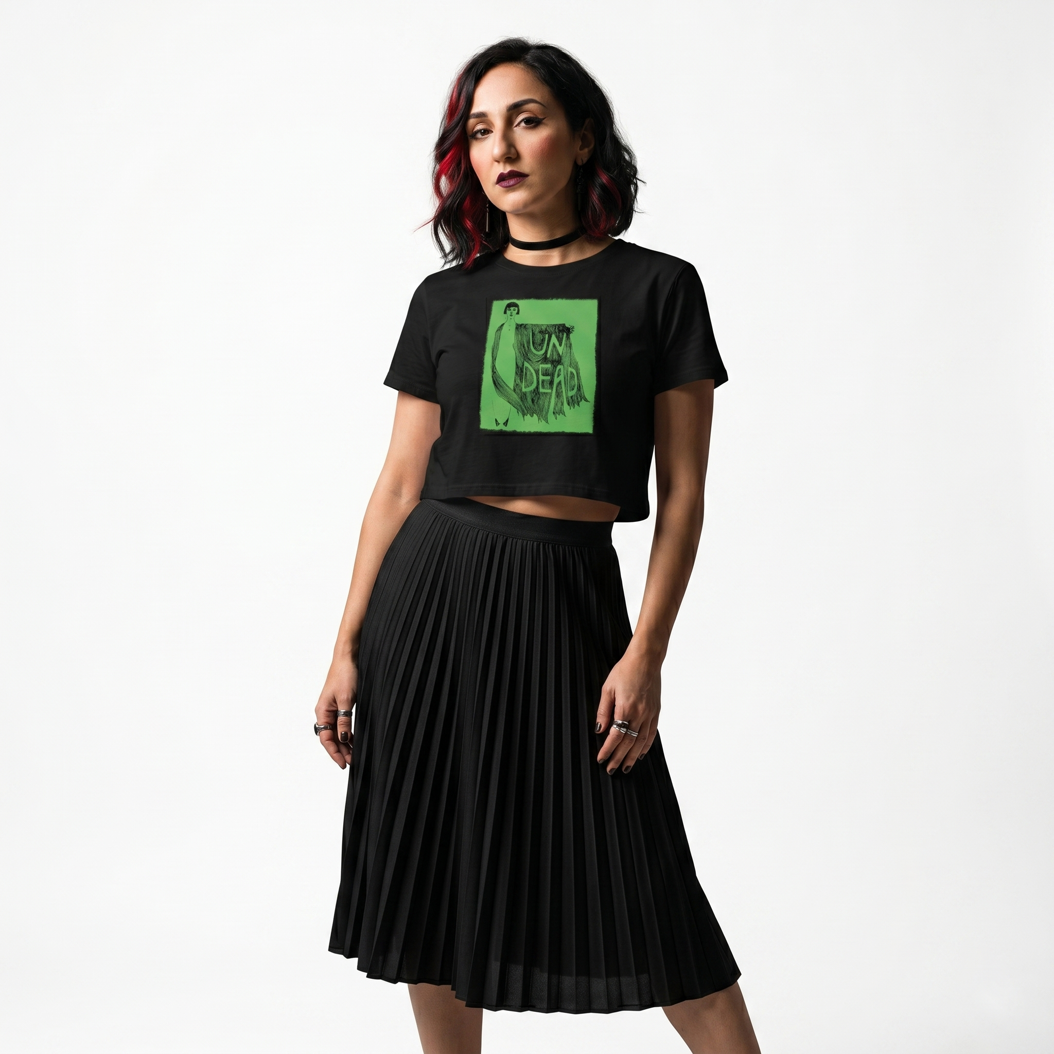 Undead Acid Green Vampire Crop Top