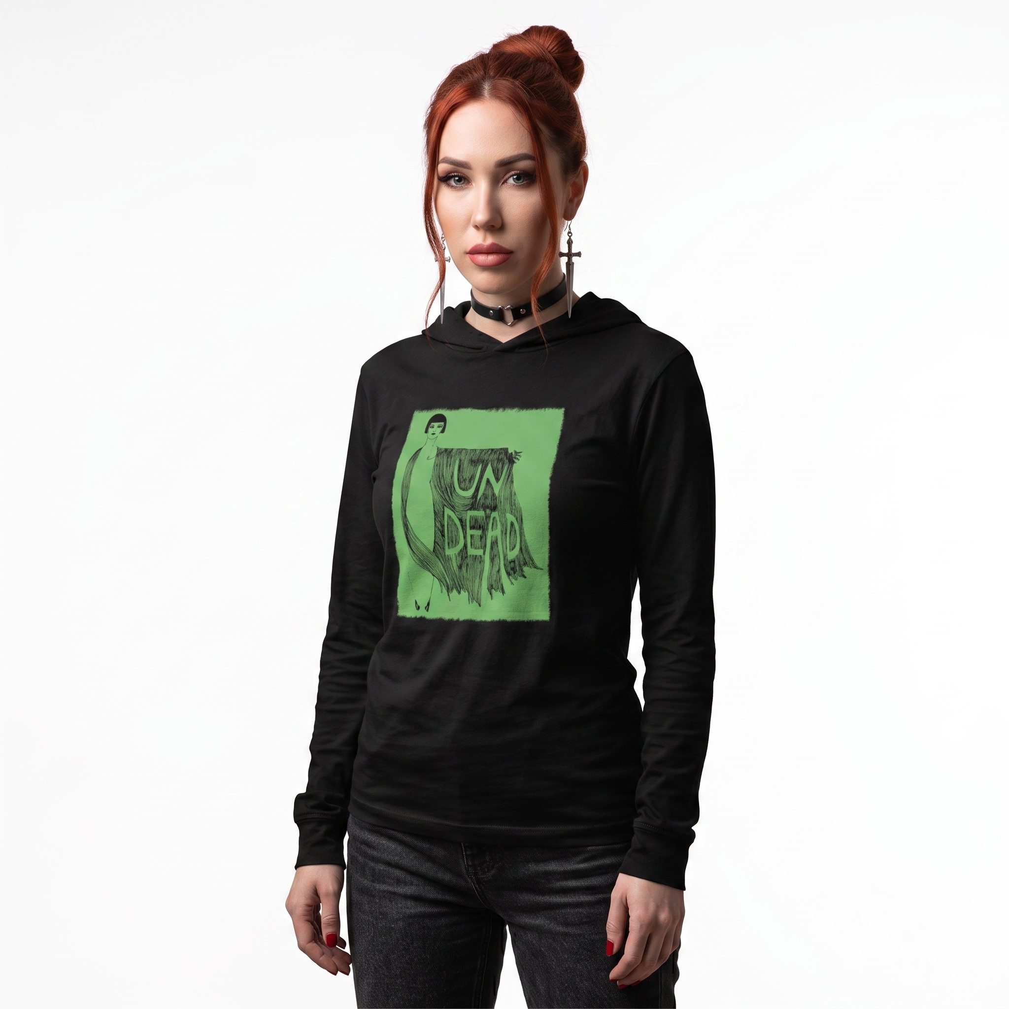 Undead Acid Green Vampire Unisex Hooded Tee