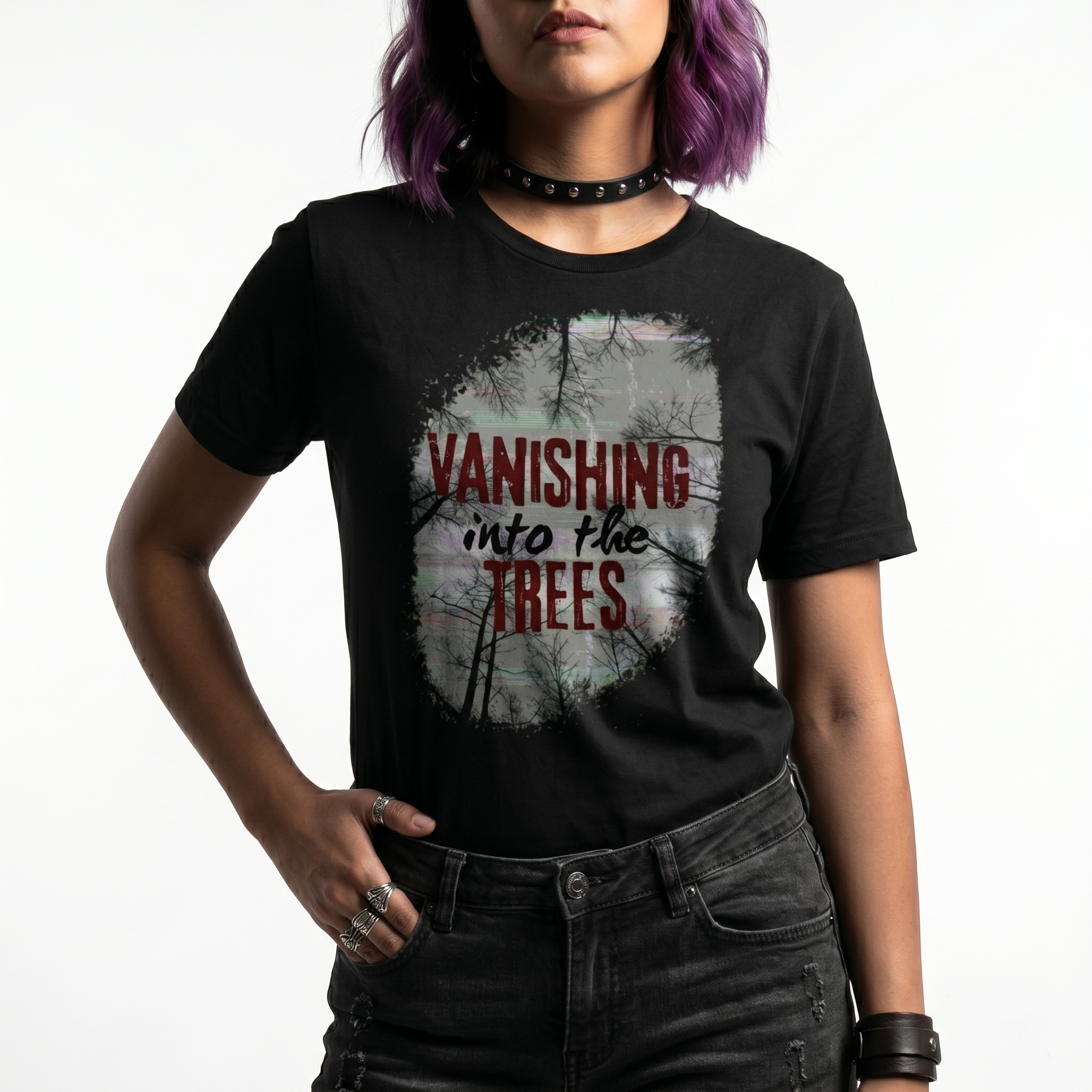 Vanishing into the Trees Dark Fashion Womens Tee