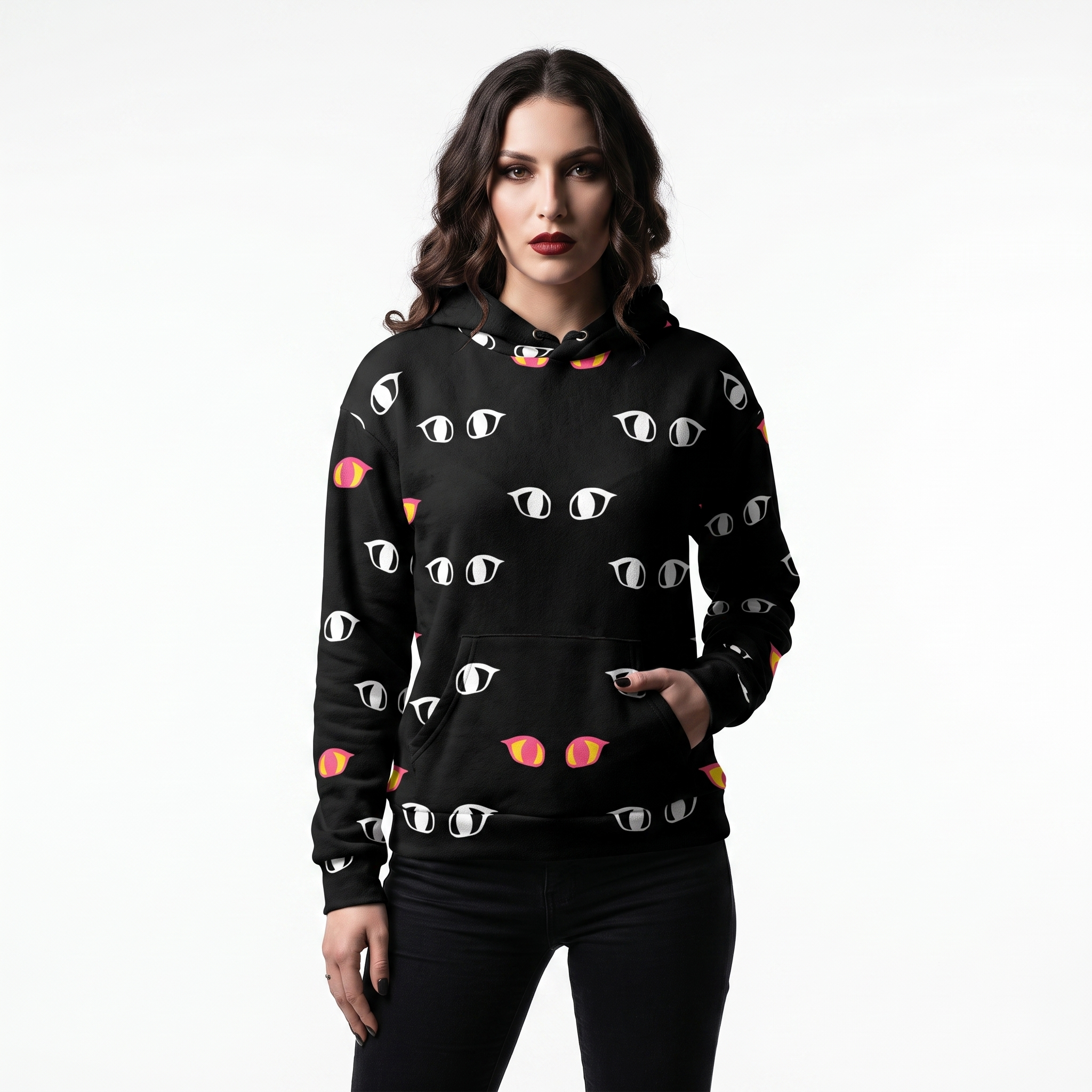 Void Kitty Cat Eyes Polka Dot All Over Print Recycled Hoodie