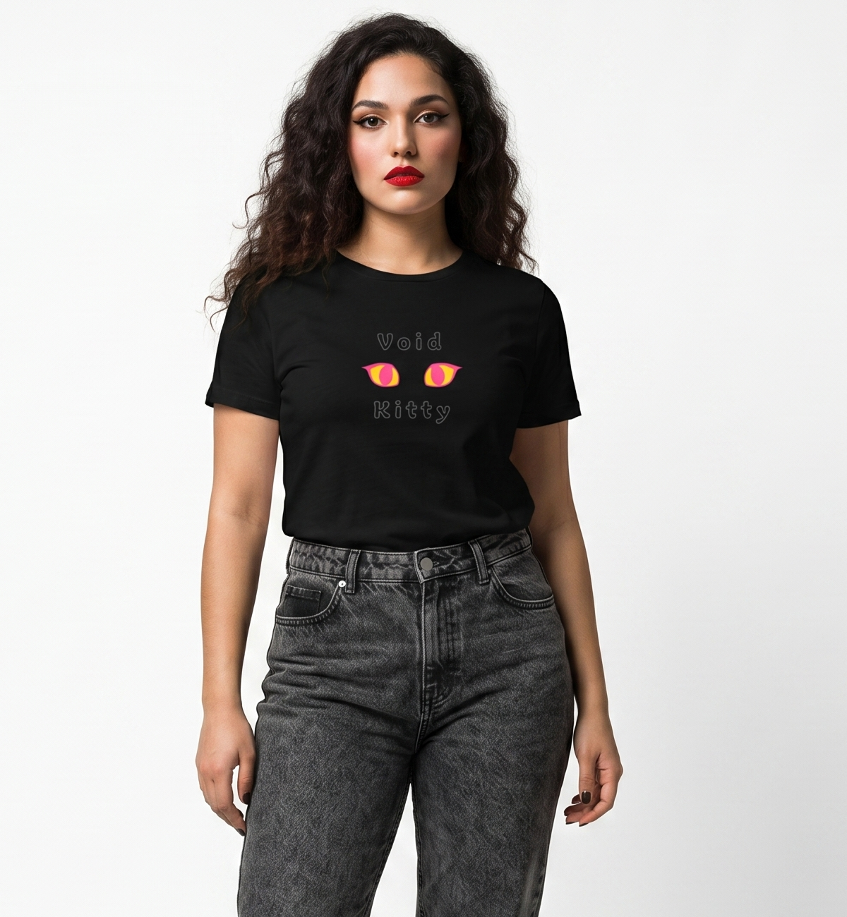 Void Kitty Cute Gothic High-Waisted Tee
