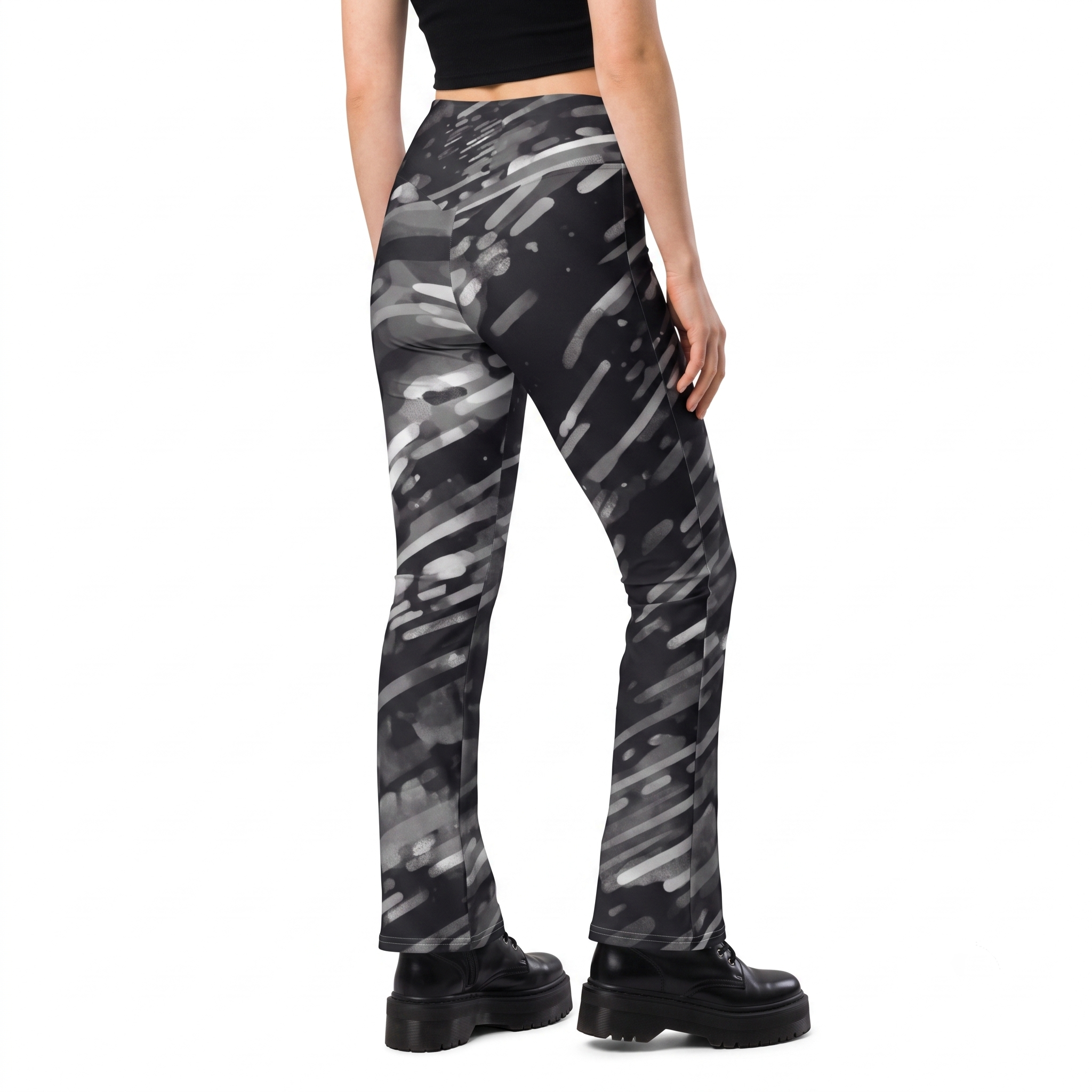 Vortex Black & White Alt Fashion Flare Leggings