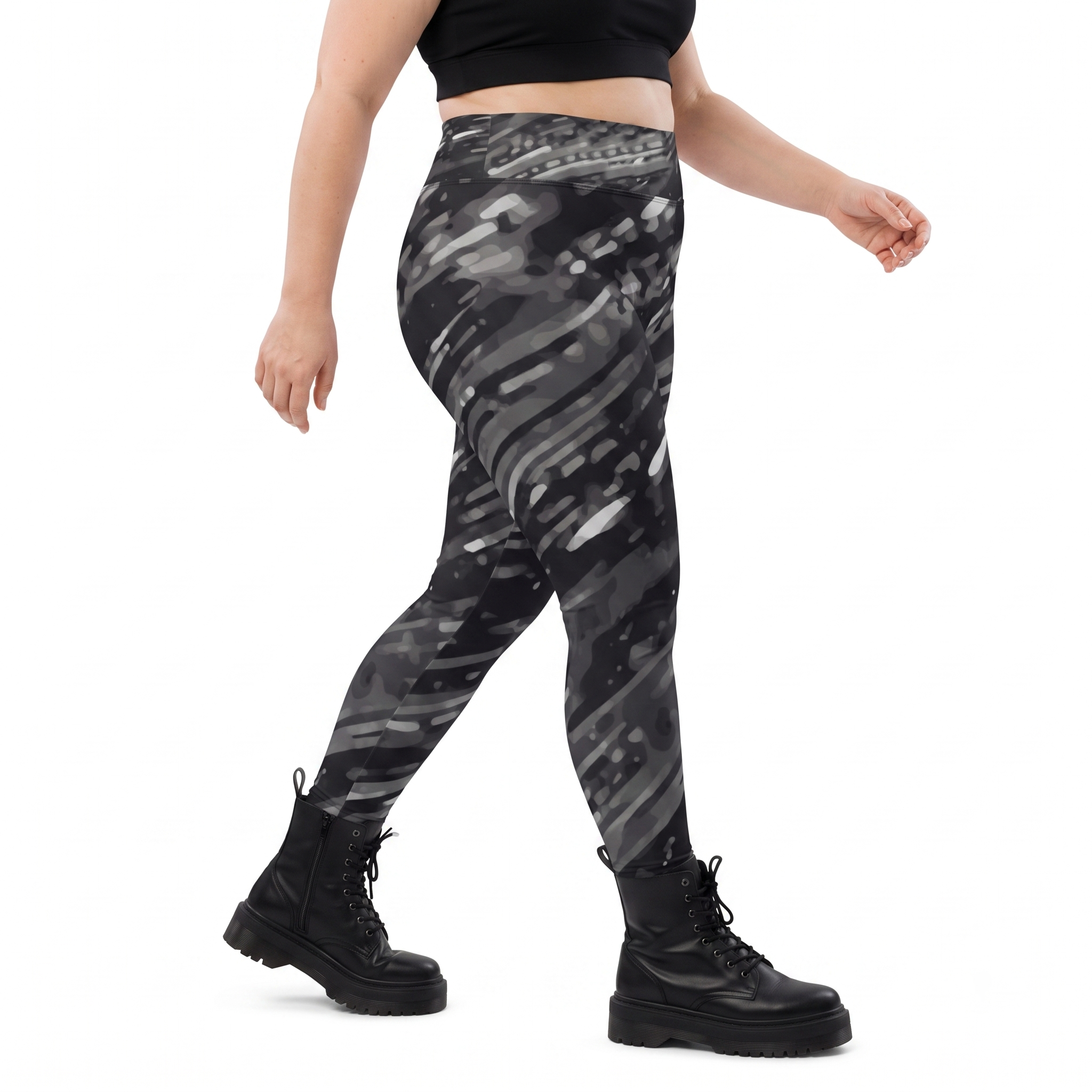 Vortex Black & White Alt Fashion Plus Size Leggings
